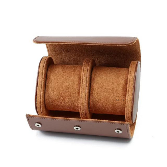 WATCH TRAVEL CASE ROLL (2 SLOT) BROWN