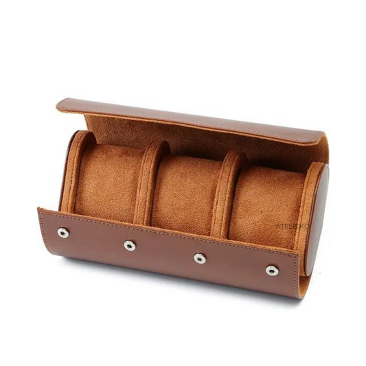 WATCH TRAVEL CASE ROLL (3 SLOT) BROWN